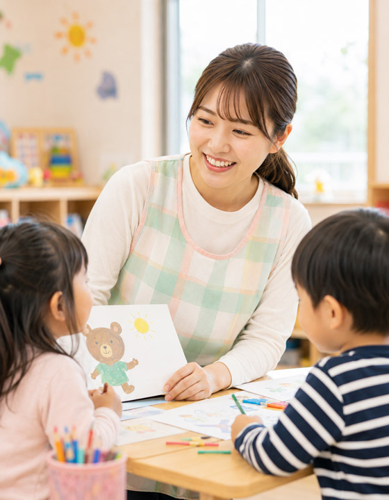 先輩インタビュー 保育士Bさん 子育て中での転職 社会福祉法人 立葵会 岐阜県瑞穂市「タチアオイの教室」