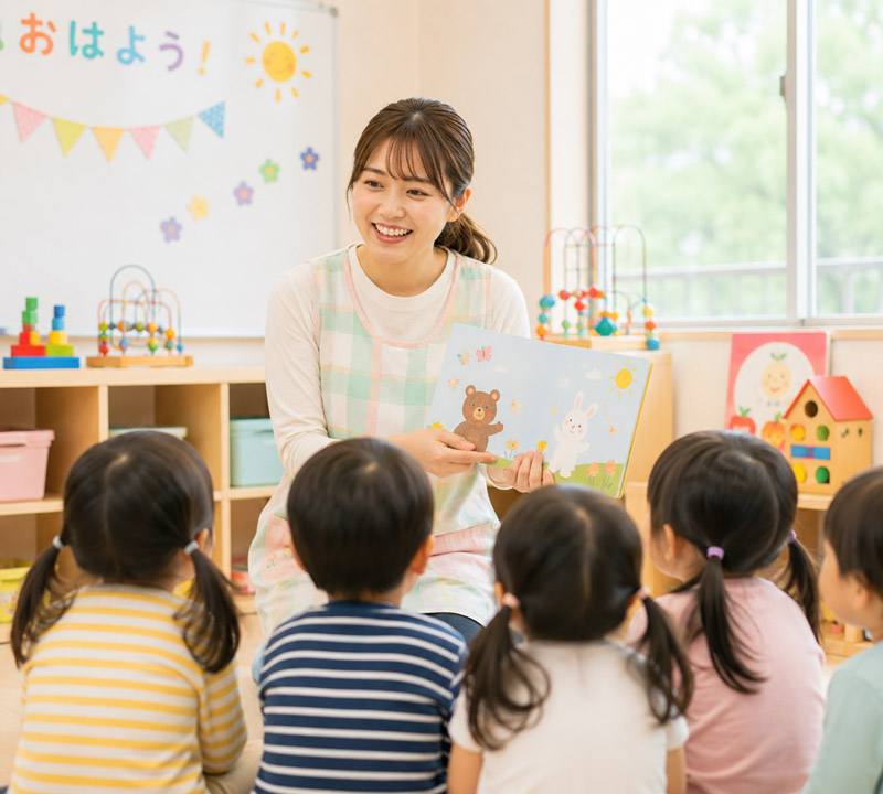 先輩インタビュー 保育士Bさん Bさんのある1日 社会福祉法人 立葵会 岐阜県瑞穂市「タチアオイの教室」