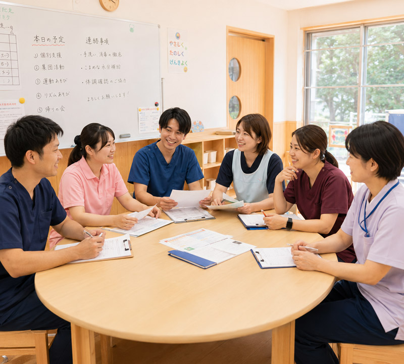 1日の流れ（PT・OT・STの例）　立葵会　岐阜県瑞穂市「タチアオイの教室」