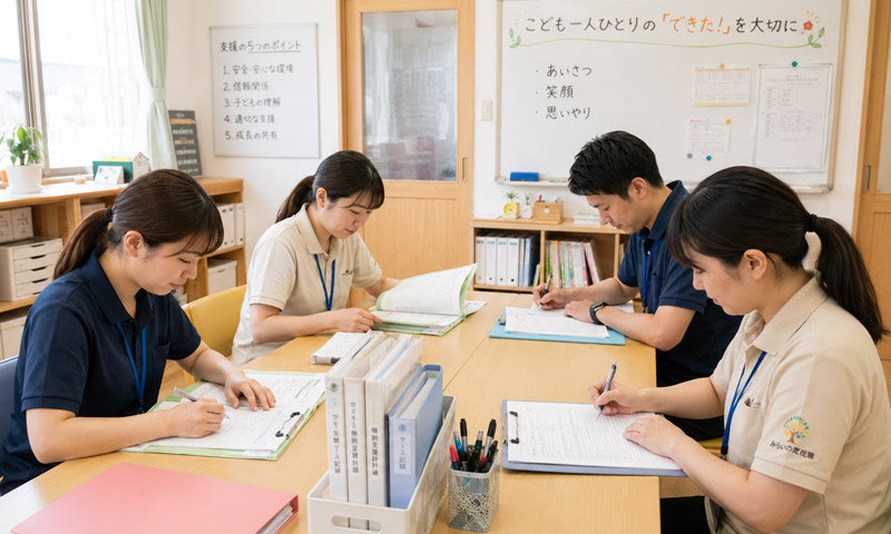 1日の流れ（PT・OT・STの例）スタッフの様子　立葵会　岐阜県瑞穂市「タチアオイの教室」