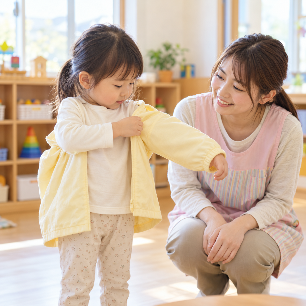 ちゅうりっぷ組　上着の着脱の練習　児童発達支援 立葵の教室　社会福祉法人 立葵会　岐阜県瑞穂市